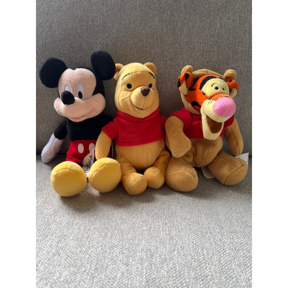 Disney Small Stuffed Animal Plush Toy Lot Pooh Tigger Mickey